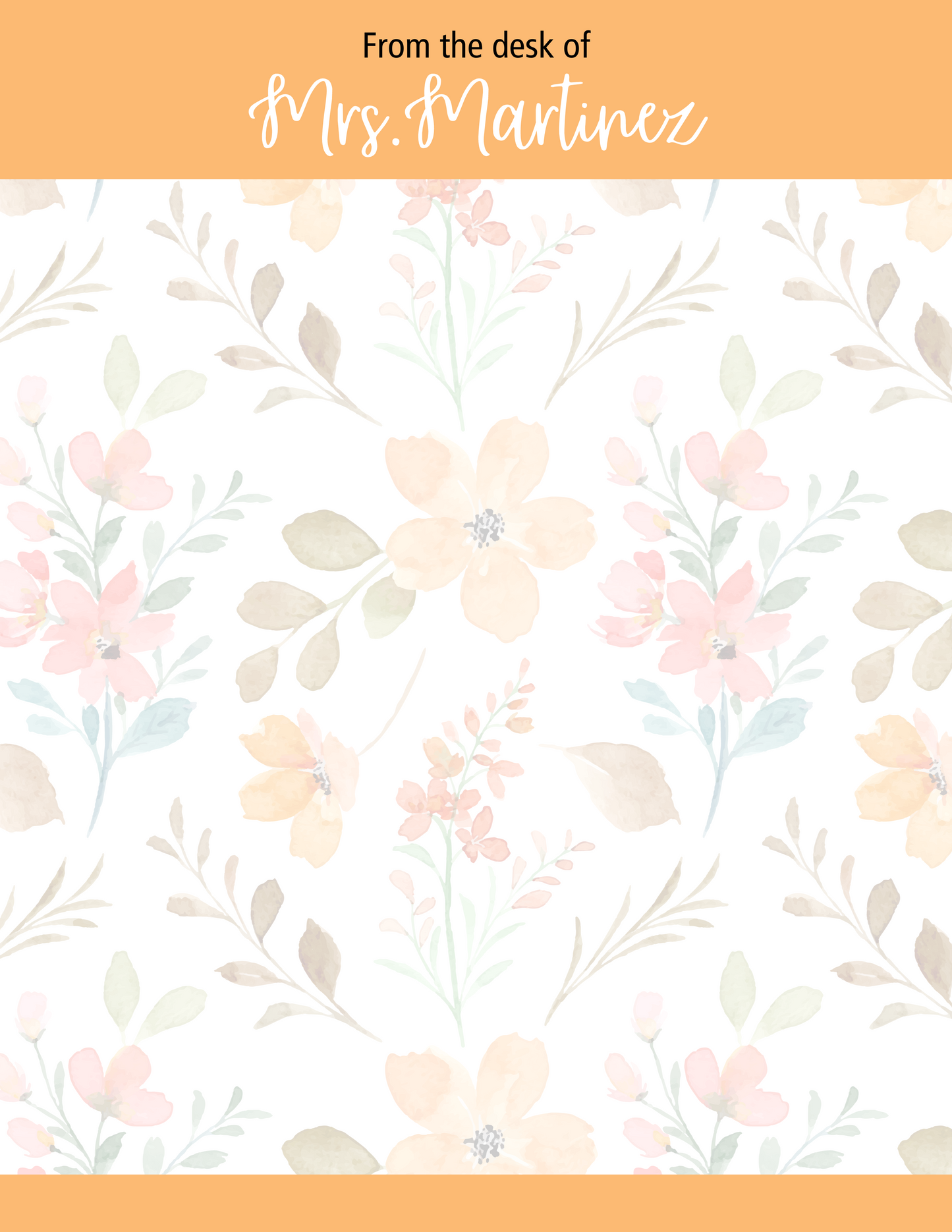 Personalized Floral Notepad Teacher Gift