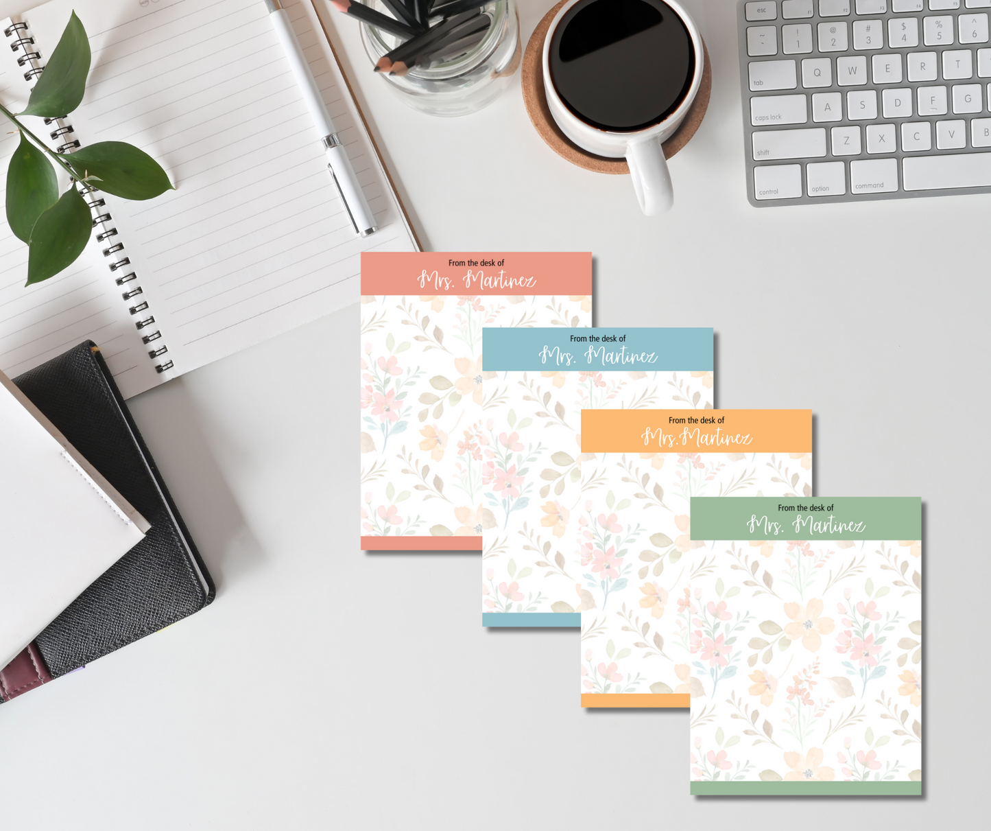 Personalized Floral Notepad Teacher Gift