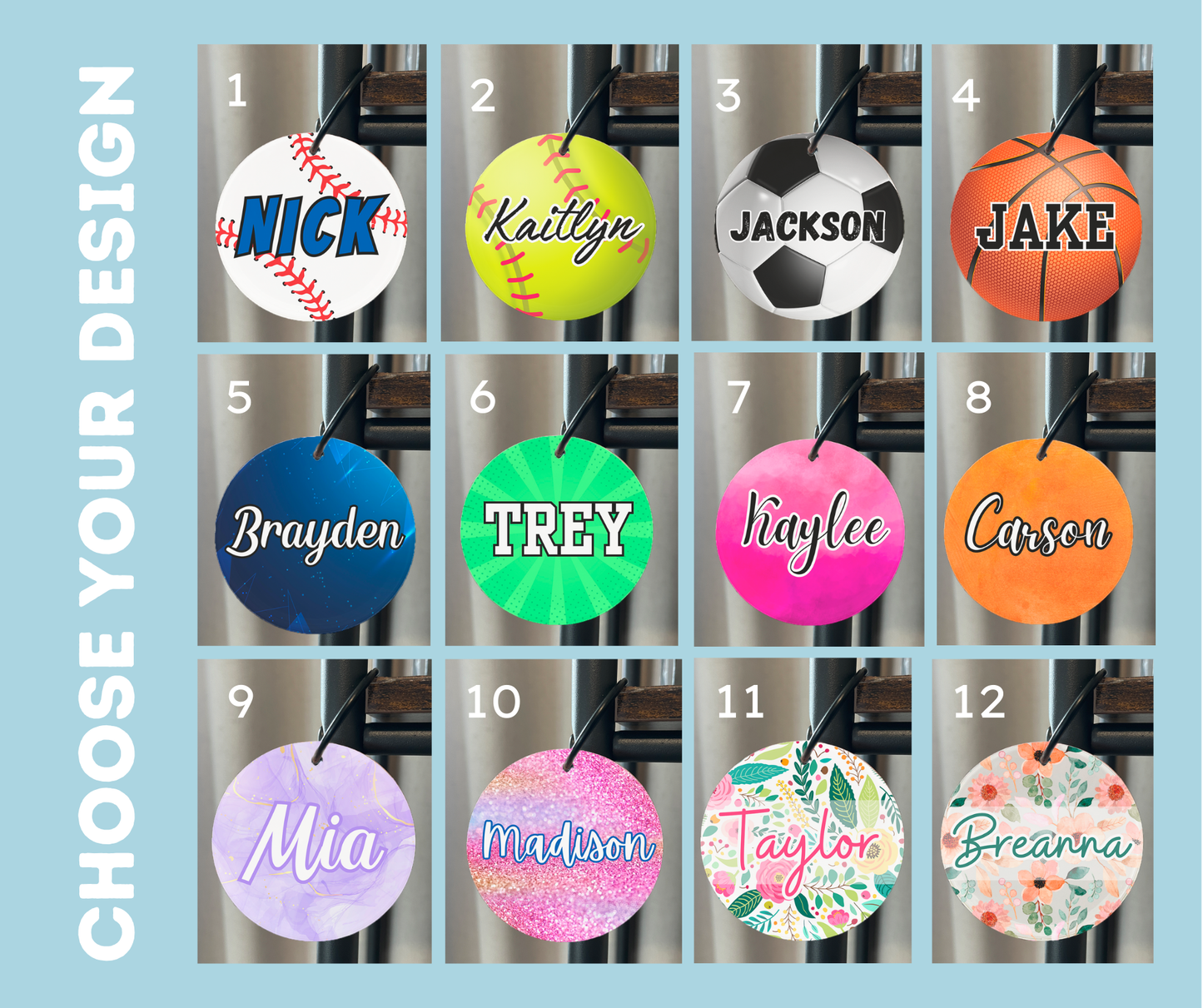 Personalized Bag Tag | Water Bottle Name Tag | Lunch Bag Tag | Backpack Name Tag
