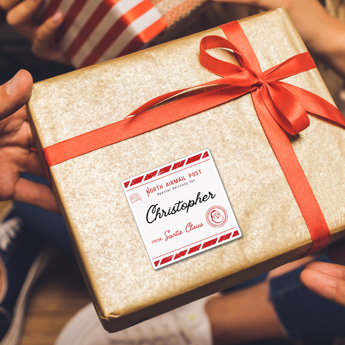 Vintage Santa Claus Christmas Personalized Gift Stickers - Set of 20