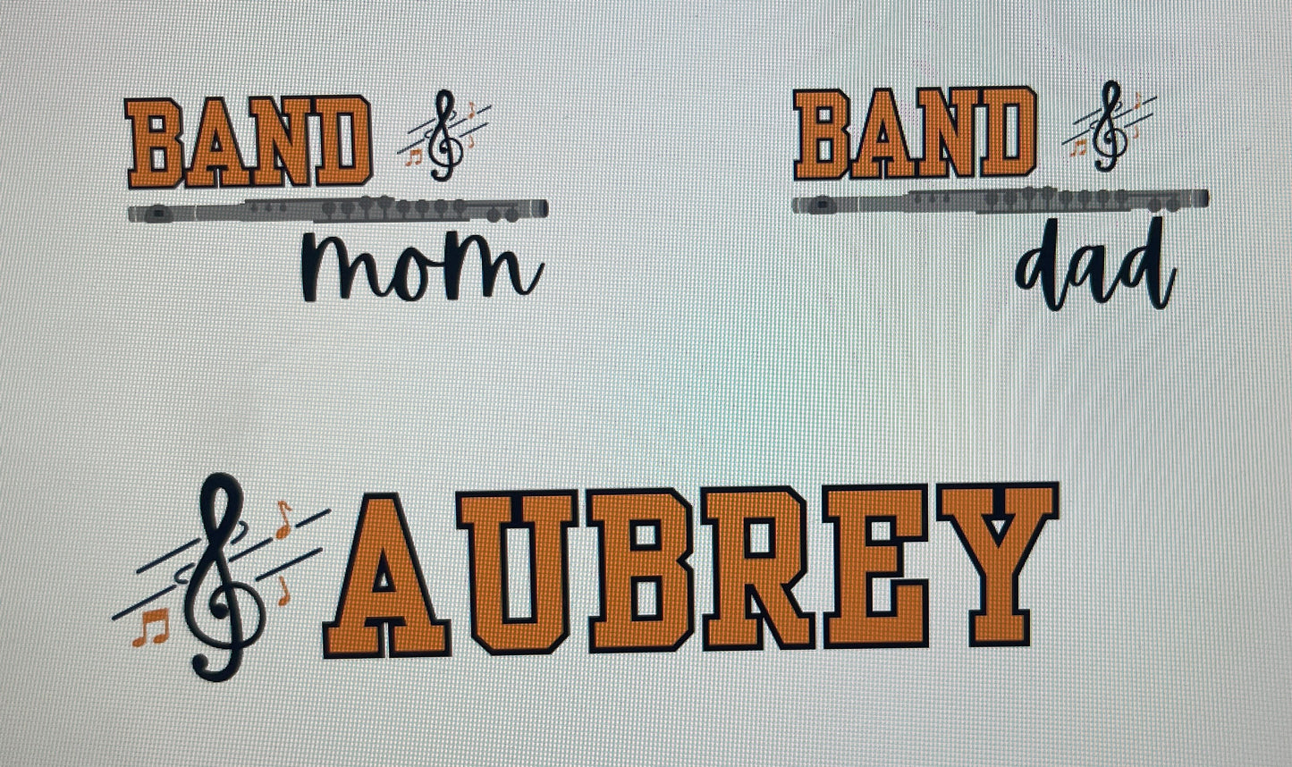 Custom Band Dad/Mom Shirt with Instrument & Name