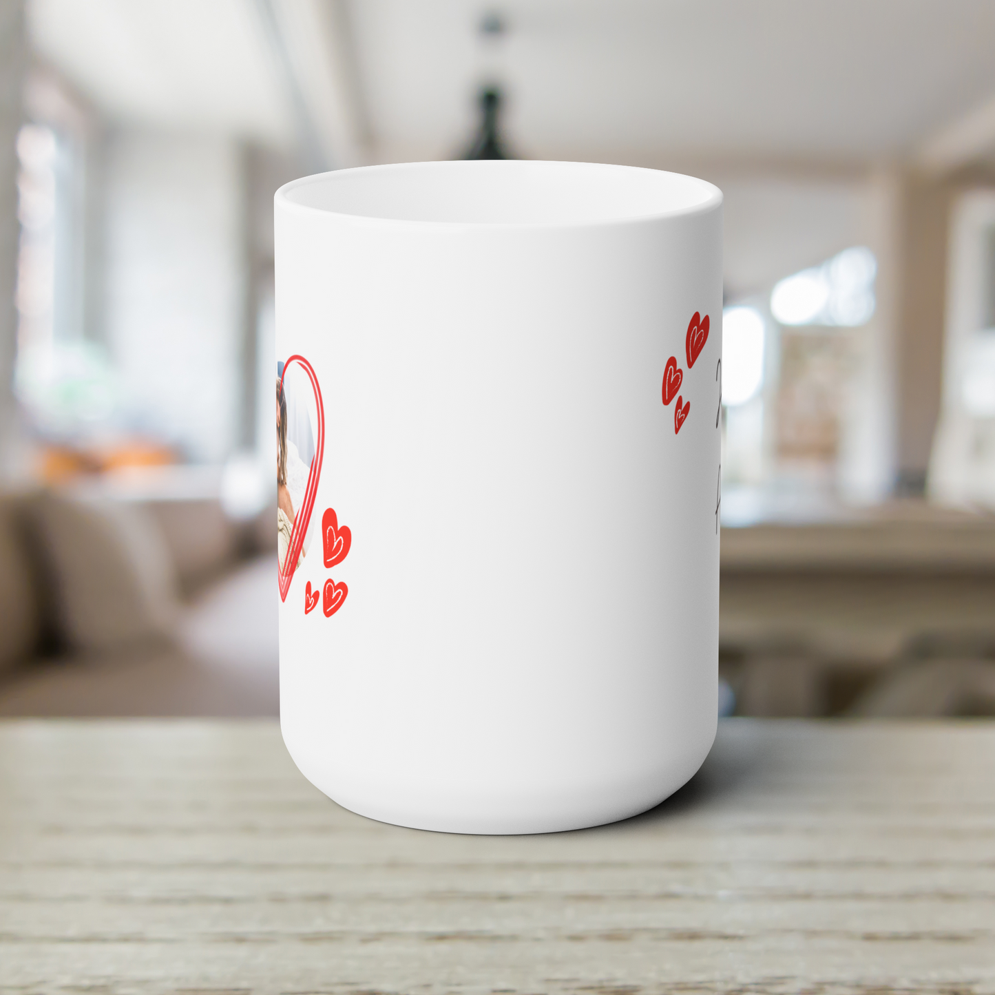 Love Mug Couples Photo with Names Personalized Mug 15oz