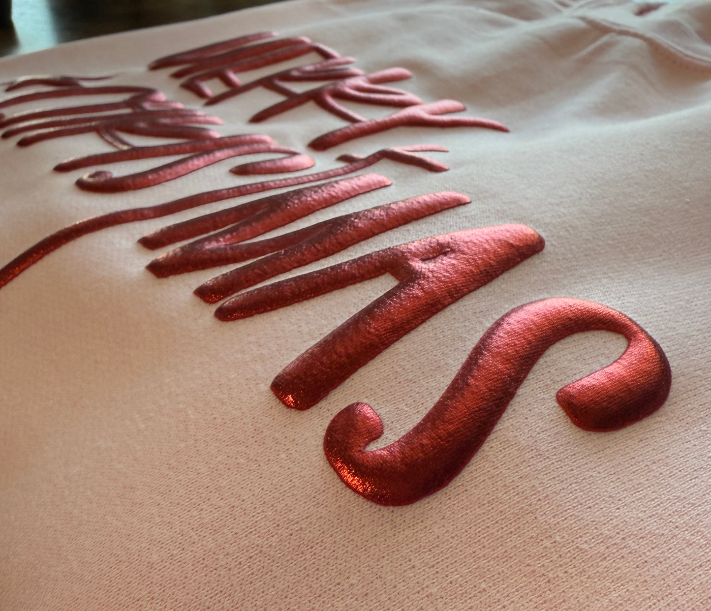 Merry Christmas 3D Puff Red Metallic Crewneck