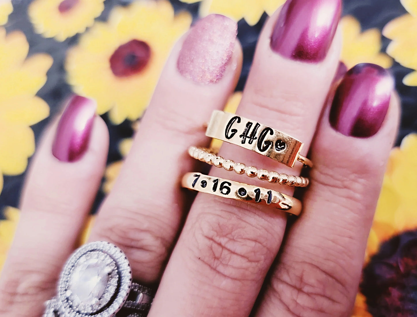 Plate Style Hand Stamped Ring