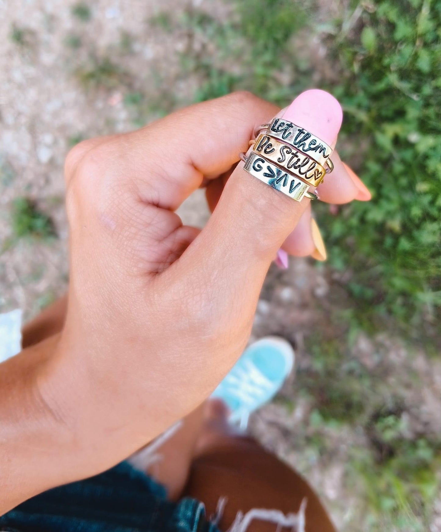 Plate Style Hand Stamped Ring