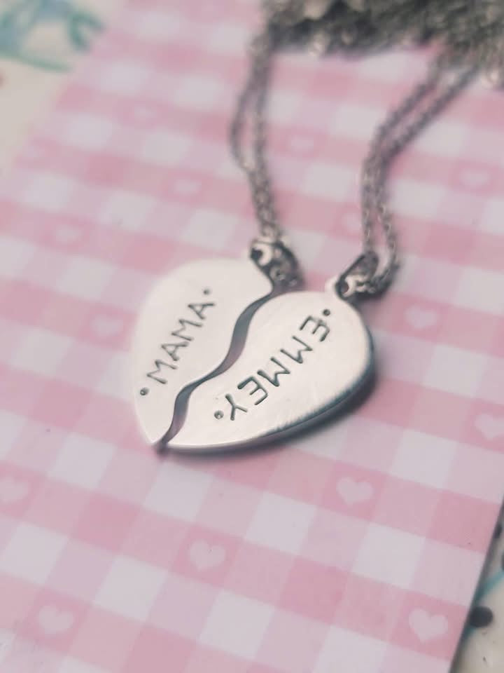 "Half My Heart" Stainless Steel Necklace in Gold or Silver