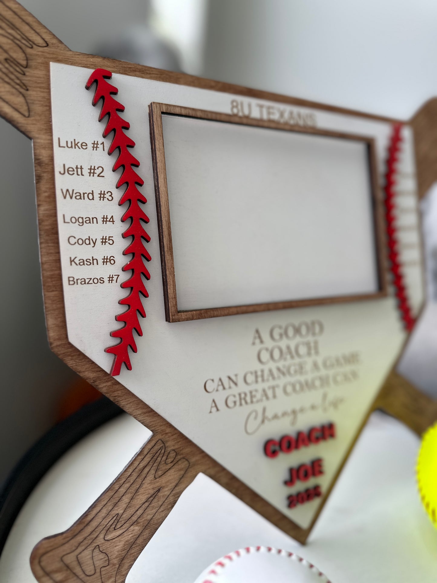 Personalized Baseball Coach Gift | Custom Team Photo Plaque | Home Plate Display