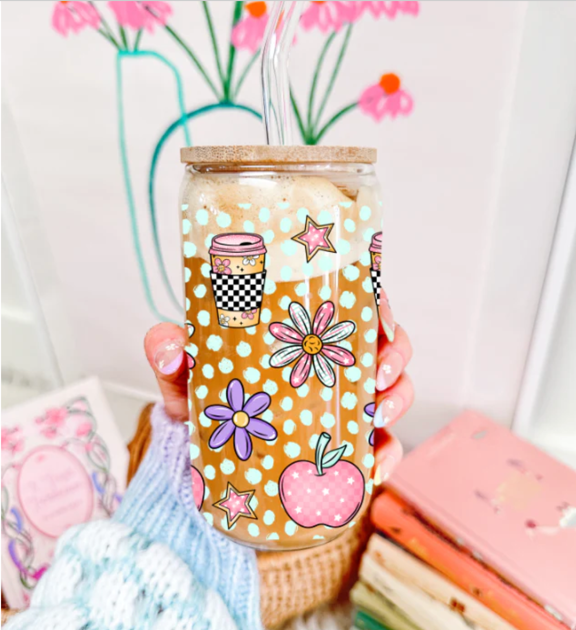 Groovy Garden + Coffee Teacher Glass Tumbler