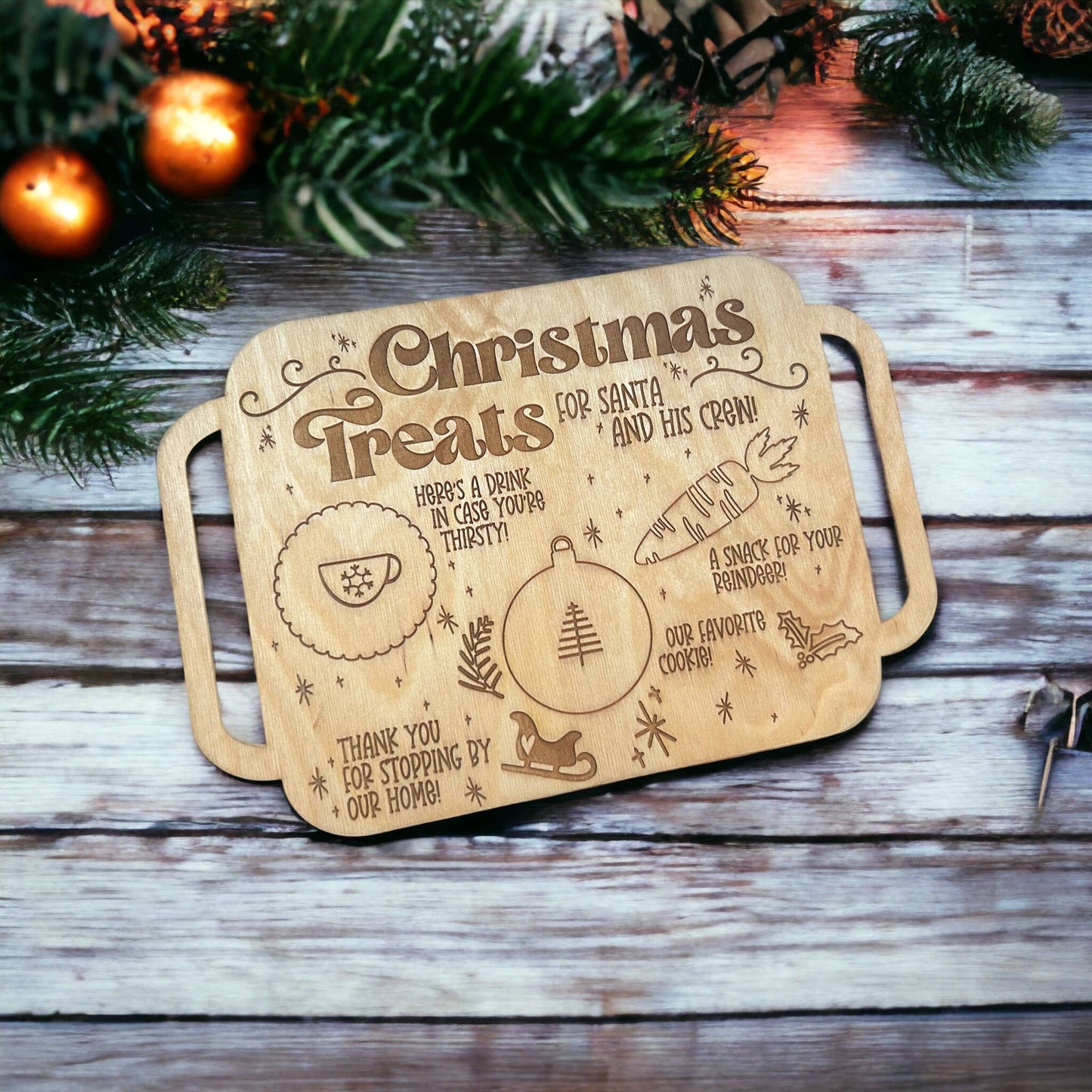 Santa's Milk and Cookie Christmas Tray