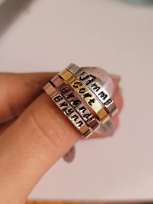 FLAT 3mm Hand Stamped Stacking Ring