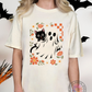 Retro Ghost & Cat Floral Halloween Tee