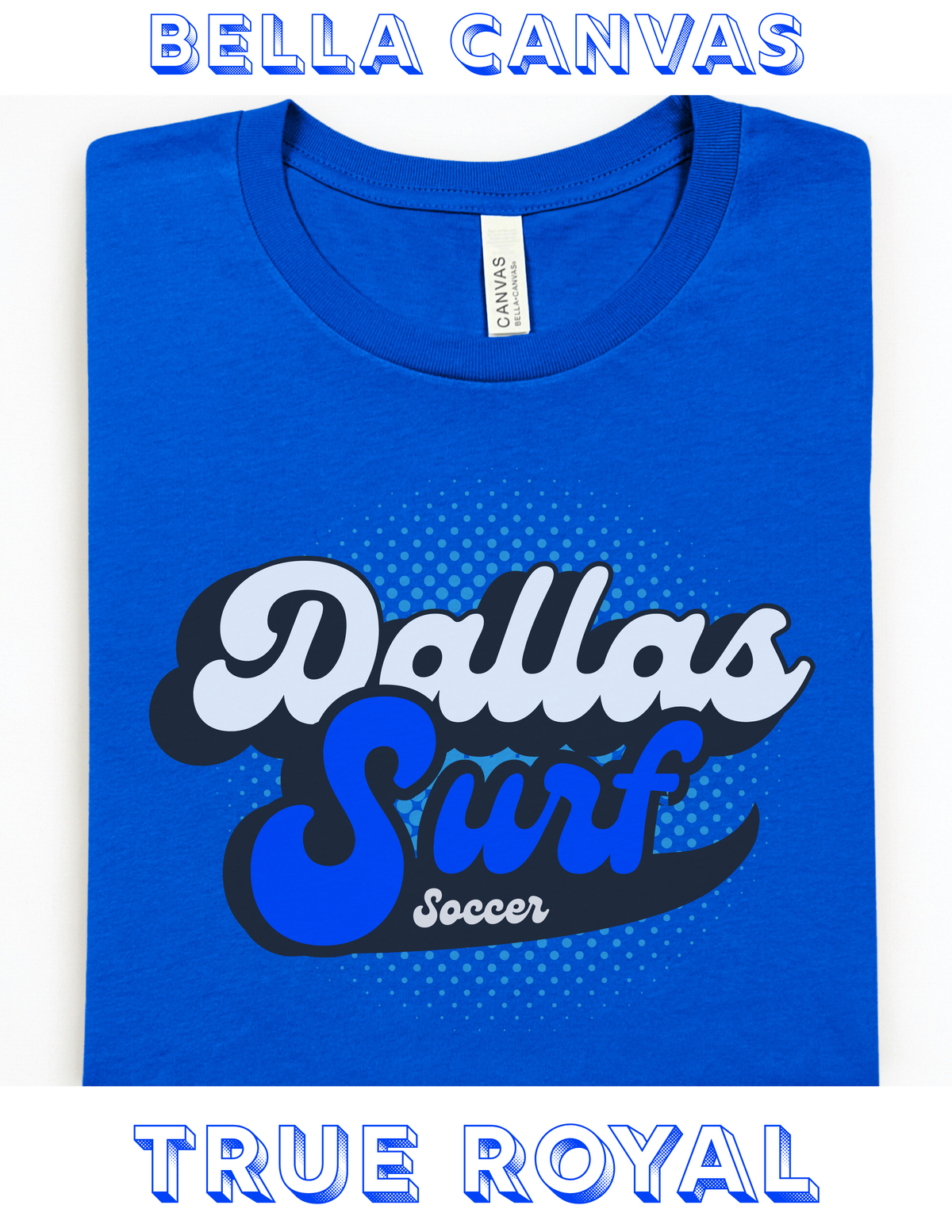 Retro Dallas Surf Hoodie, Crewneck, or Tee – Royal Blue