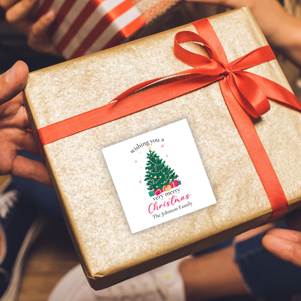 Classic Christmas Tree Personalized Gift Stickers