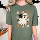 Retro Ghost & Cat Floral Halloween Tee