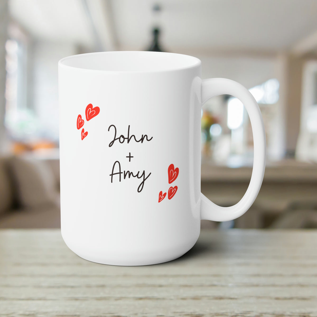 Love Mug Couples Photo with Names Personalized Mug 15oz