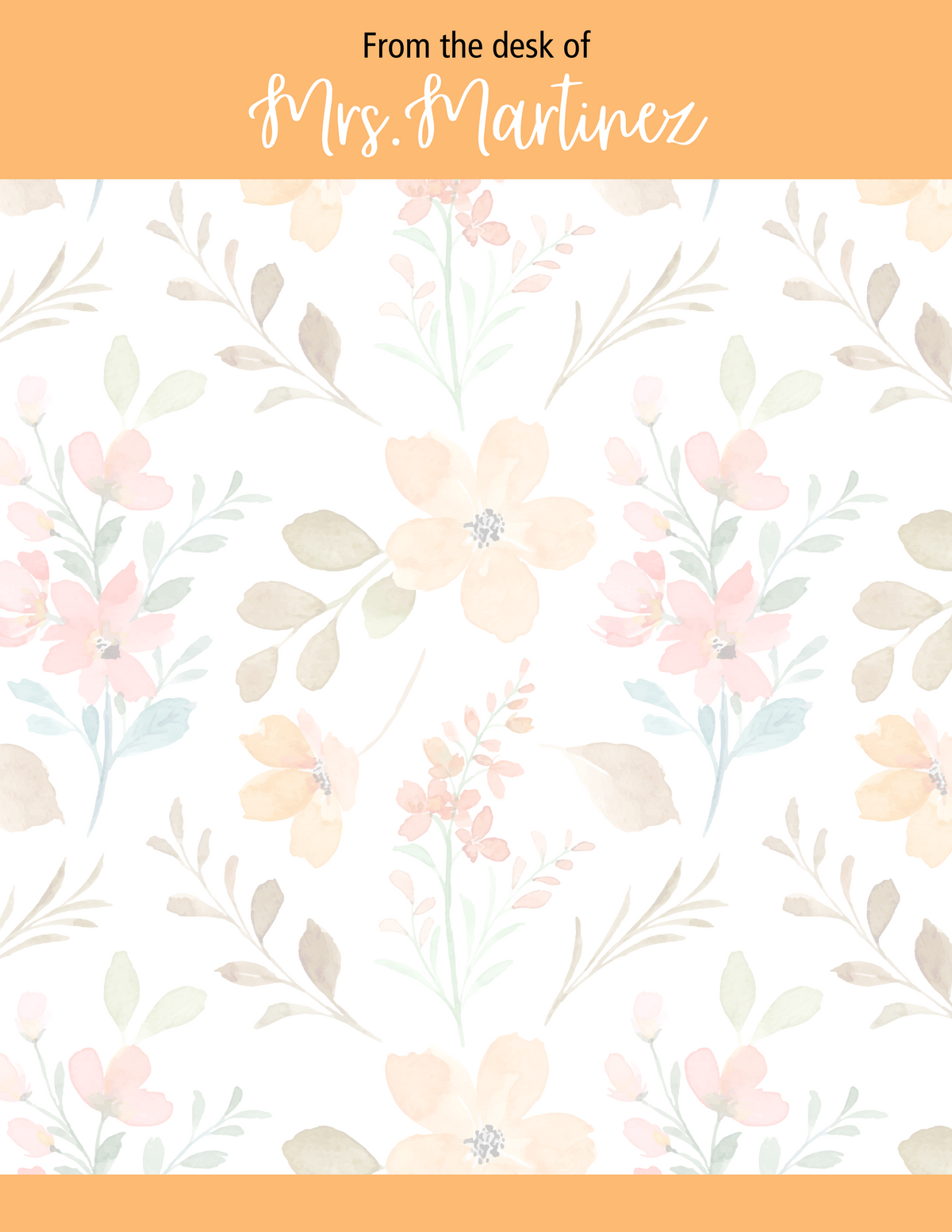 Personalized Floral Notepad Teacher Gift