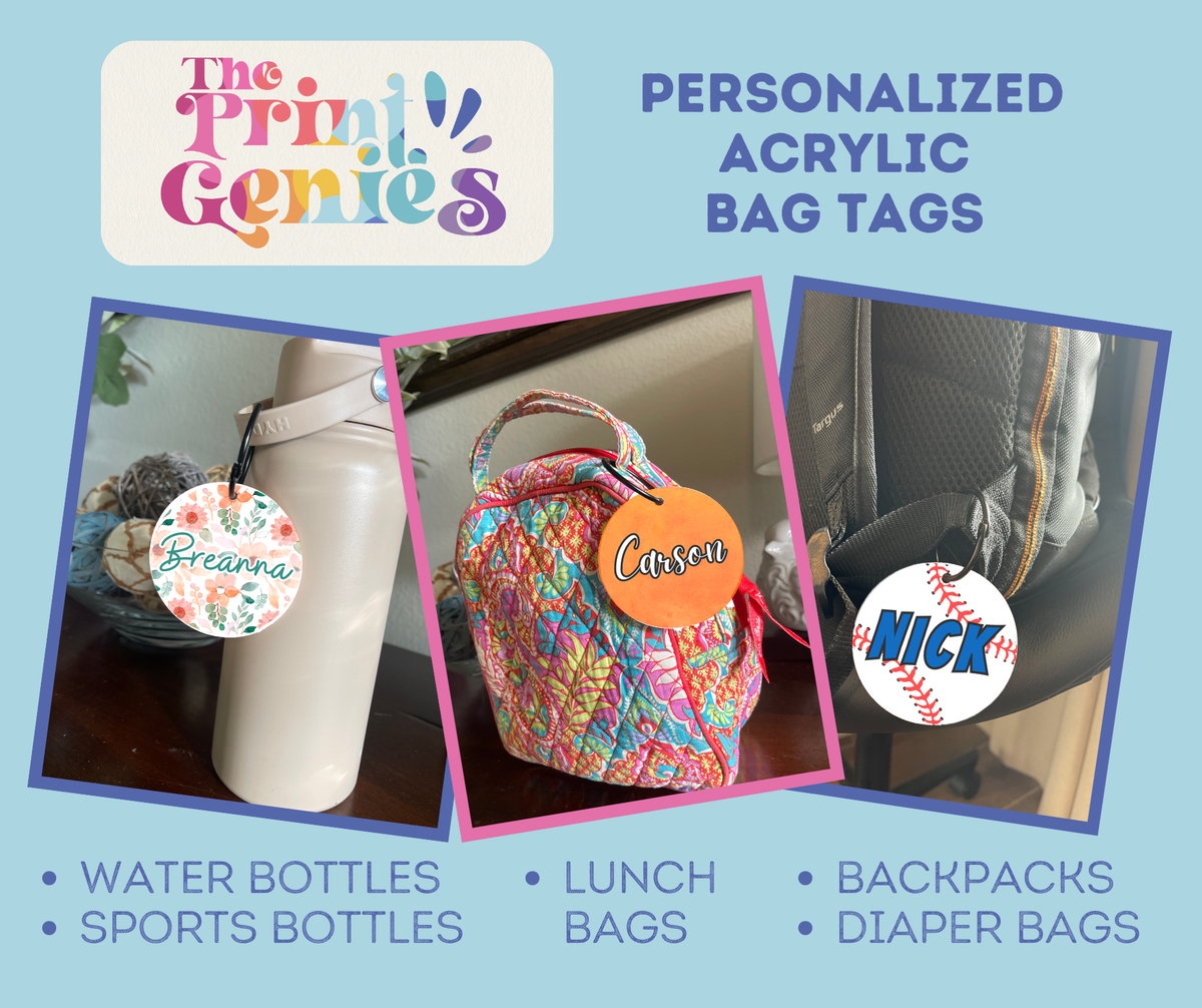 Personalized Bag Tag | Water Bottle Name Tag | Lunch Bag Tag | Backpack Name Tag