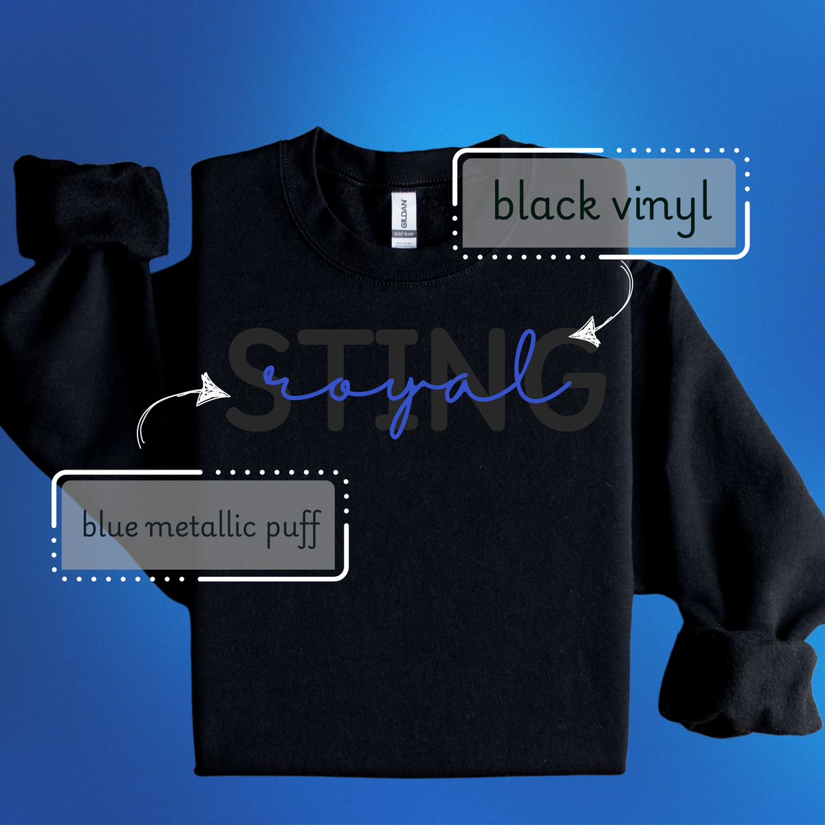Black & Metallic Blue Sting Royal Sweatshirt