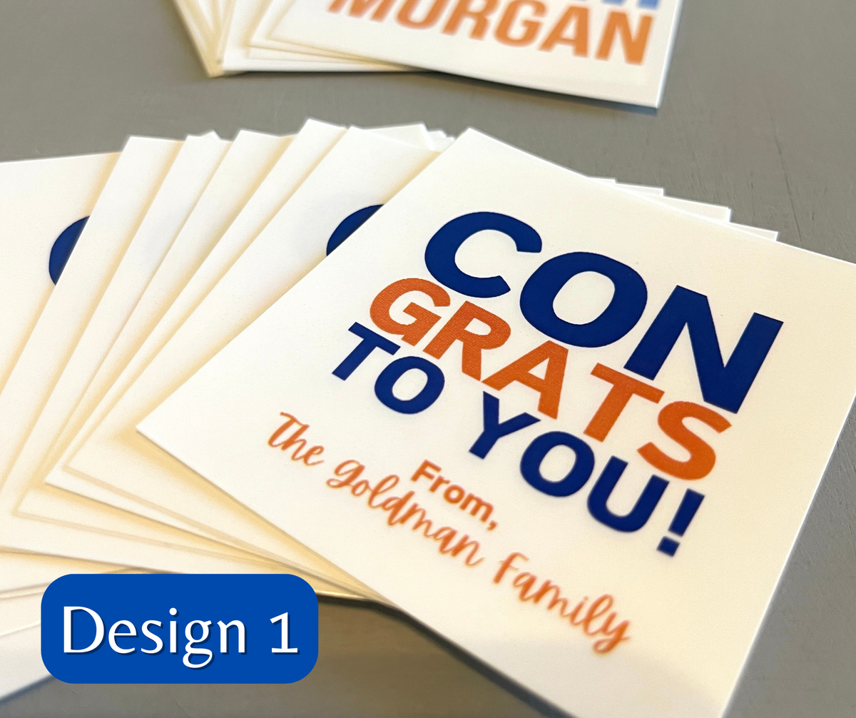 Personalized Gift or Sticker Tags: Congrats to You!