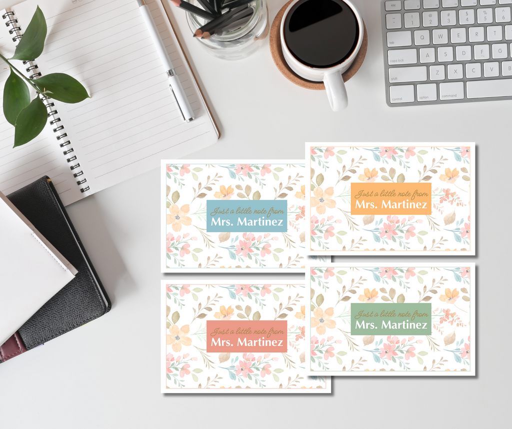 Personalized Floral Folded Stationary Note Set for Teachers