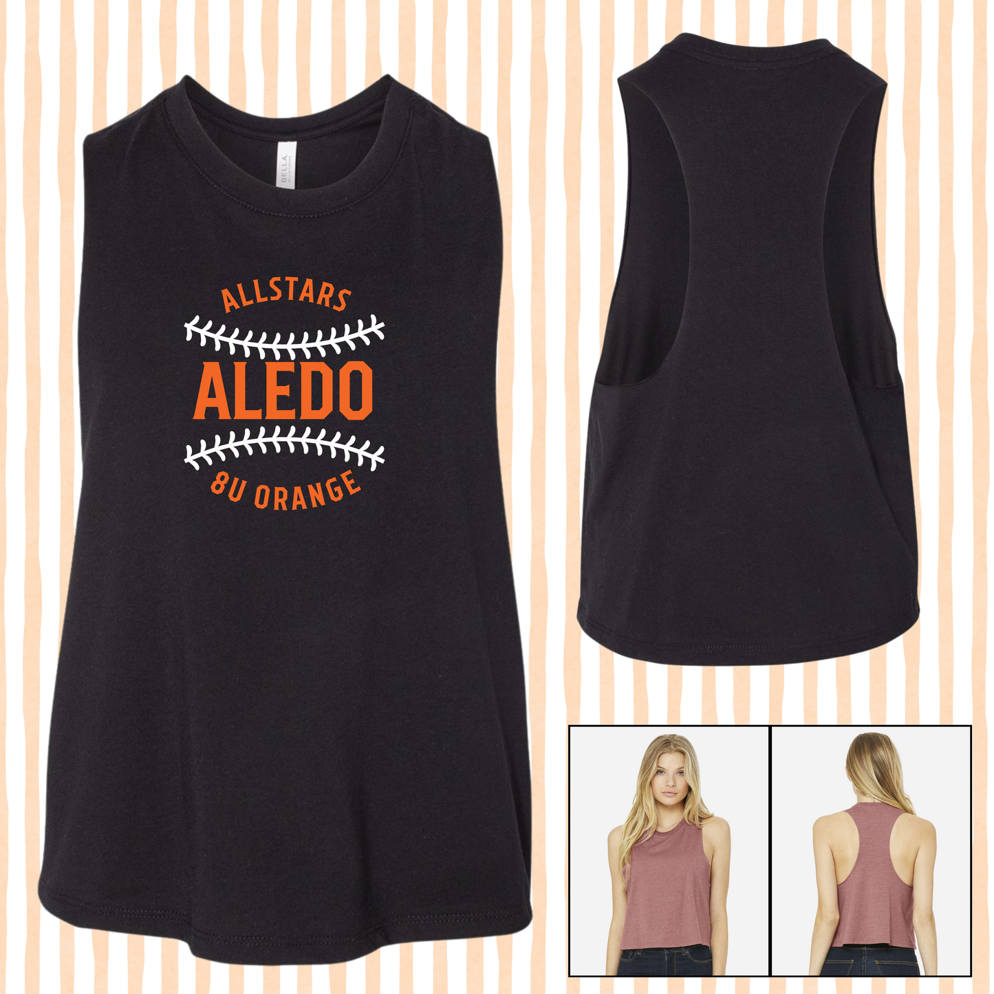 Allstars 8U Orange Mom Racerback Crop Tank