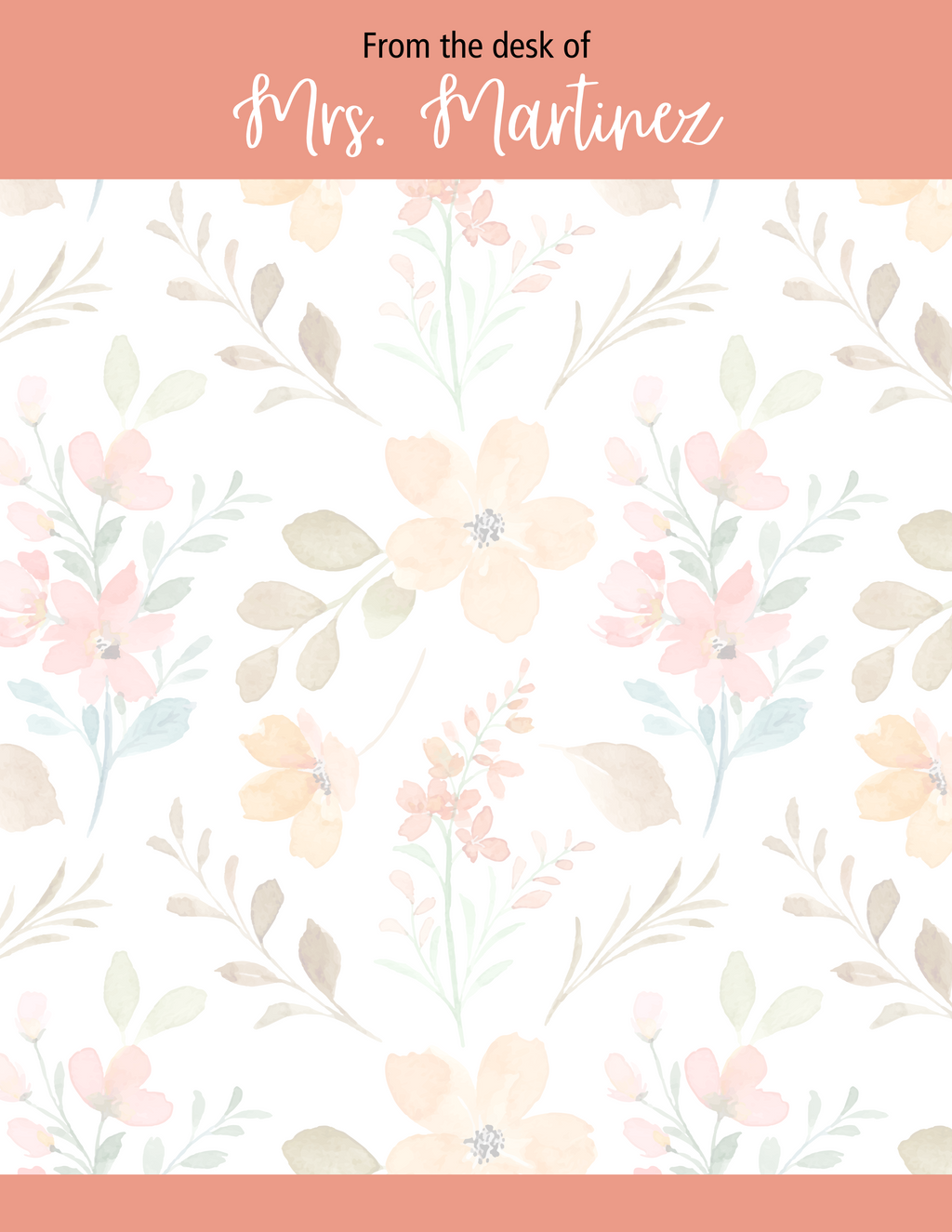 Personalized Floral Notepad Teacher Gift