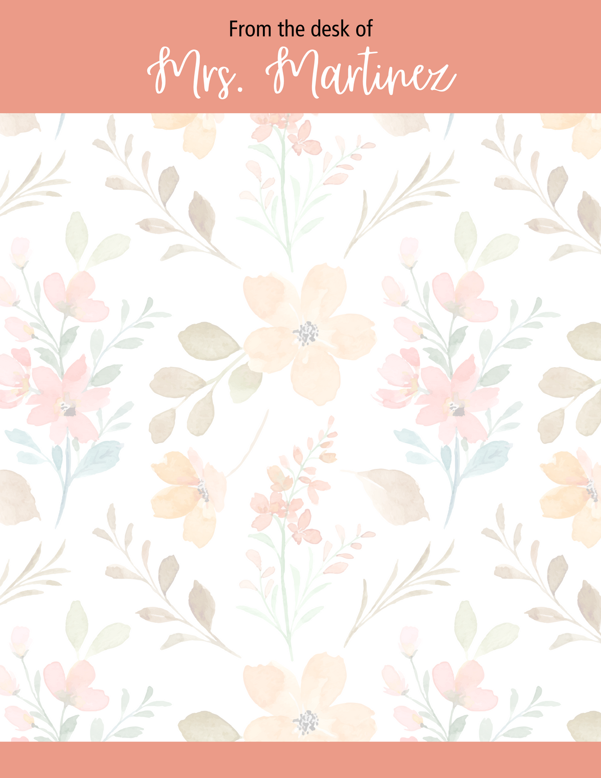 Personalized Floral Notepad Teacher Gift
