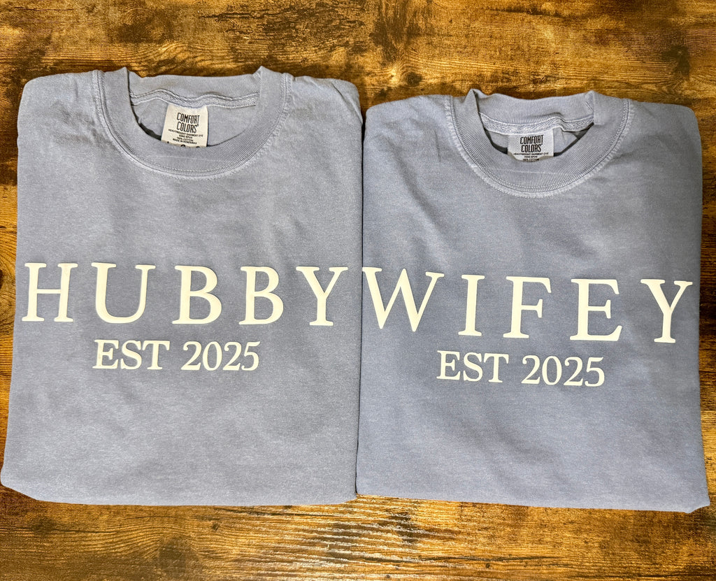 Matching Comfort Colors® Shirts – Custom Husband & Wife Established Date Tees