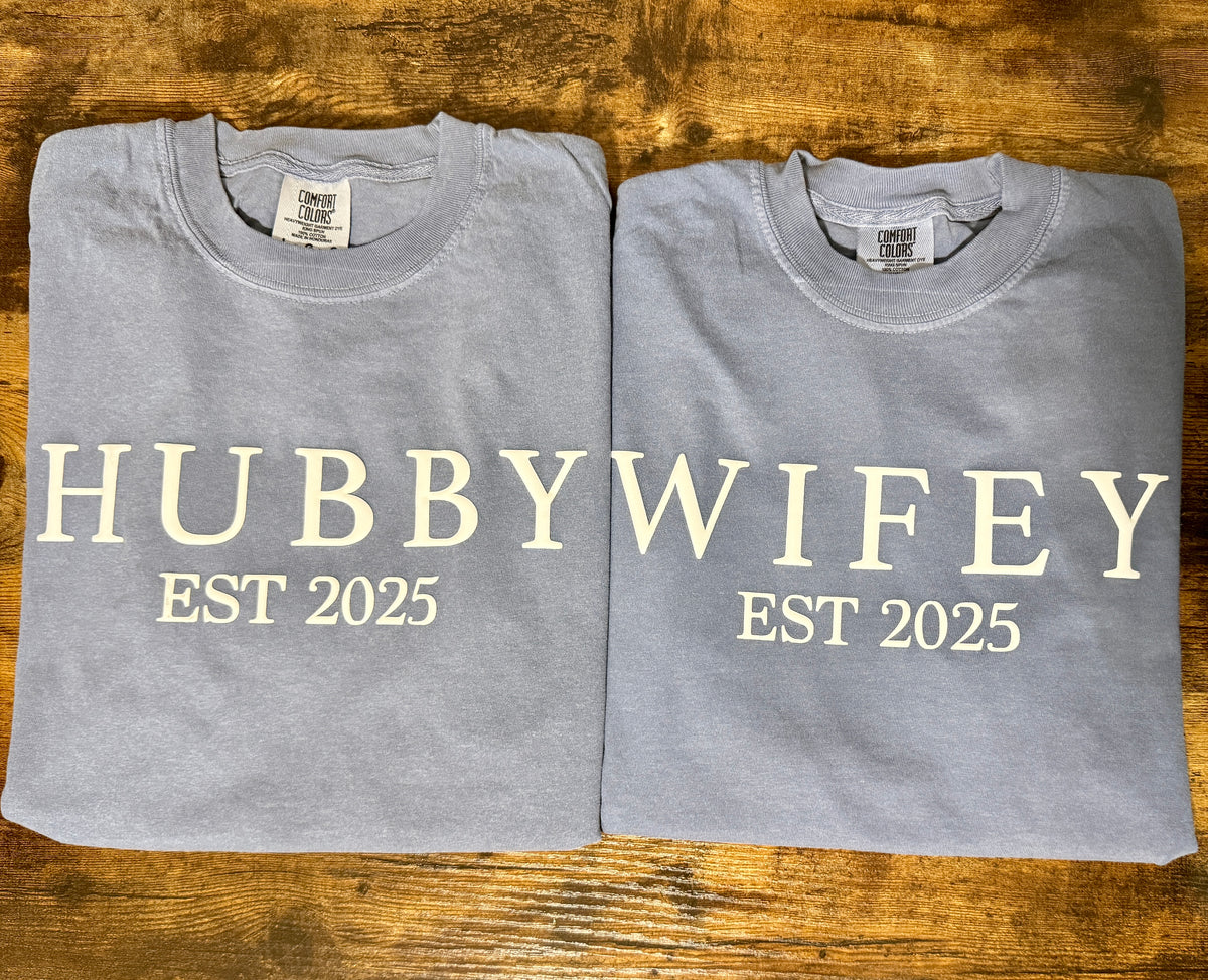 Matching Comfort Colors® Shirts – Custom Husband & Wife Established Date Tees