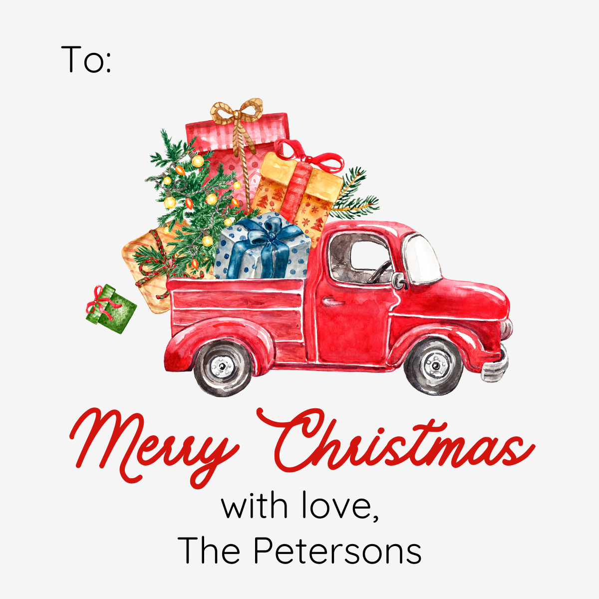 Farmhouse Truck Christmas Design | Personalized Gift Stickers