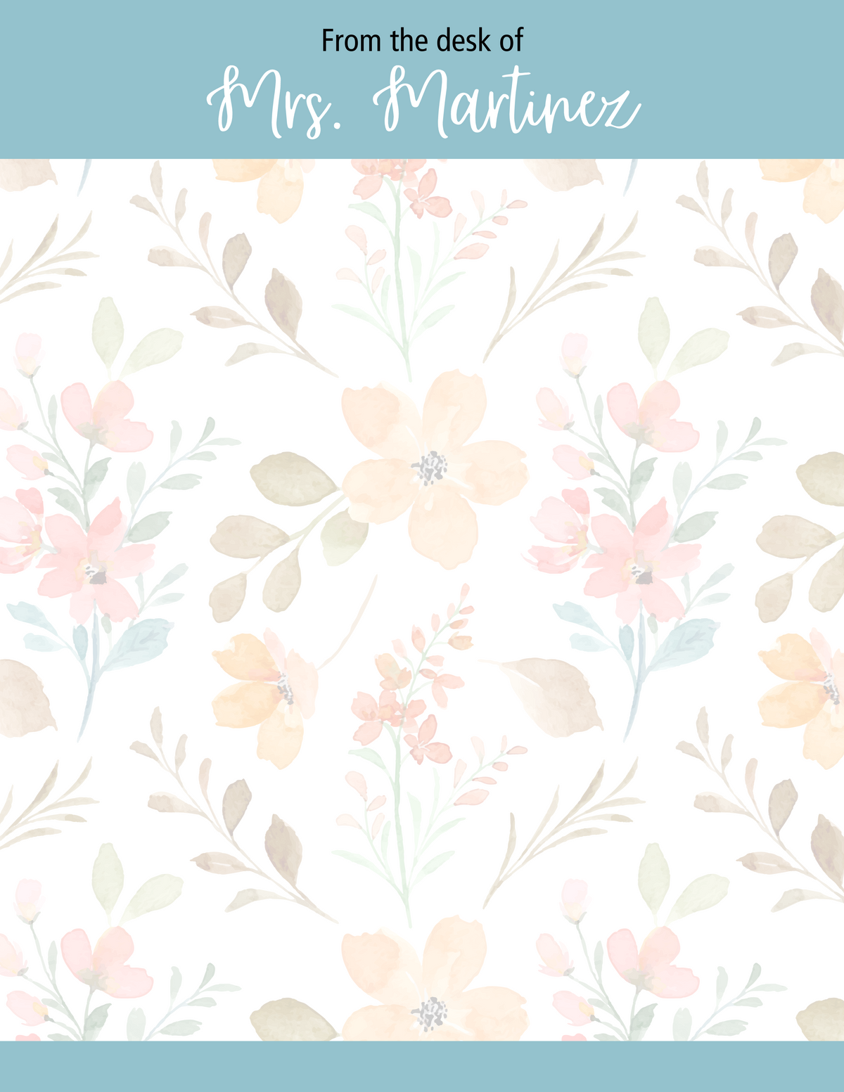 Personalized Floral Notepad Teacher Gift