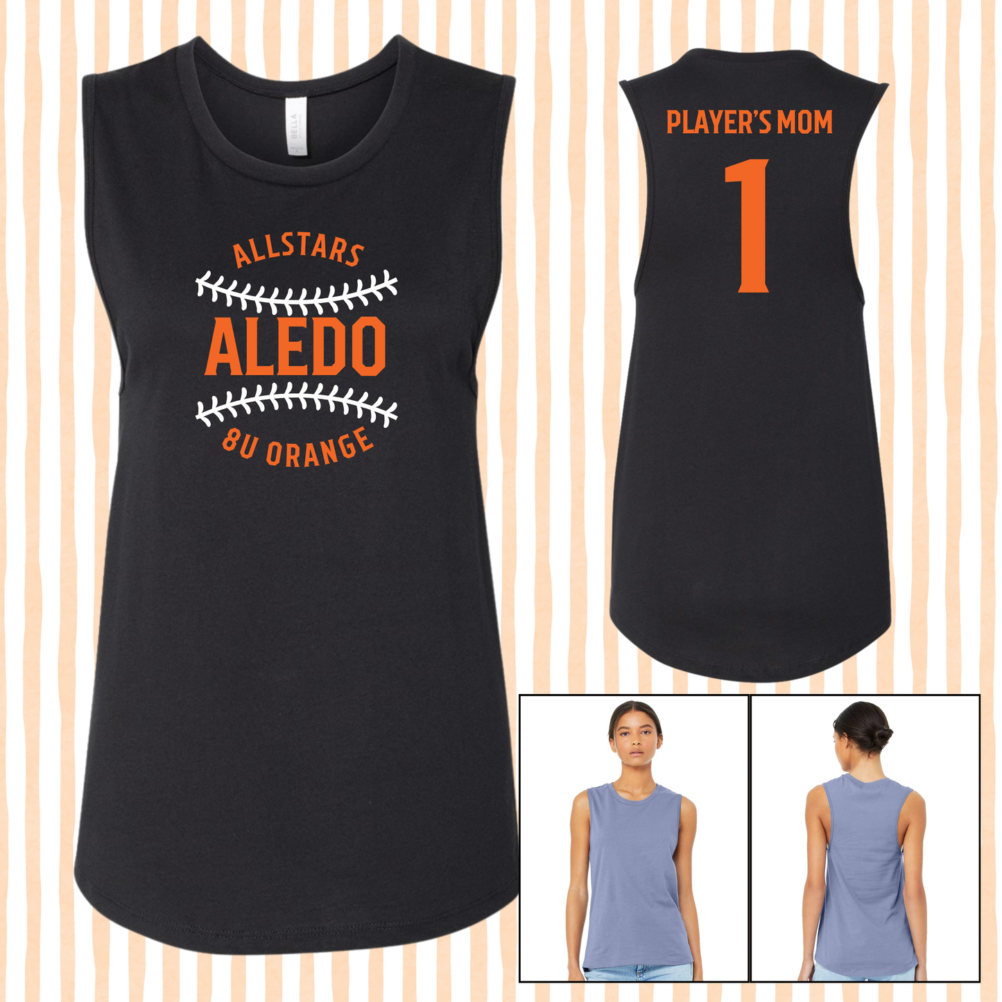 Allstars 8U Orange Mom Muscle Tank