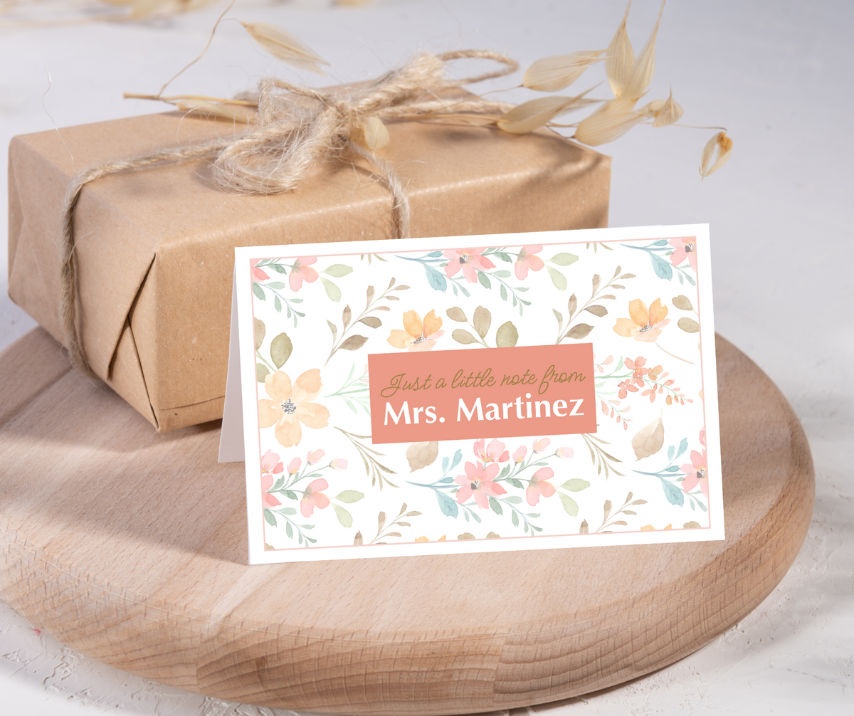 Personalized Floral Folded Stationary Note Set for Teachers