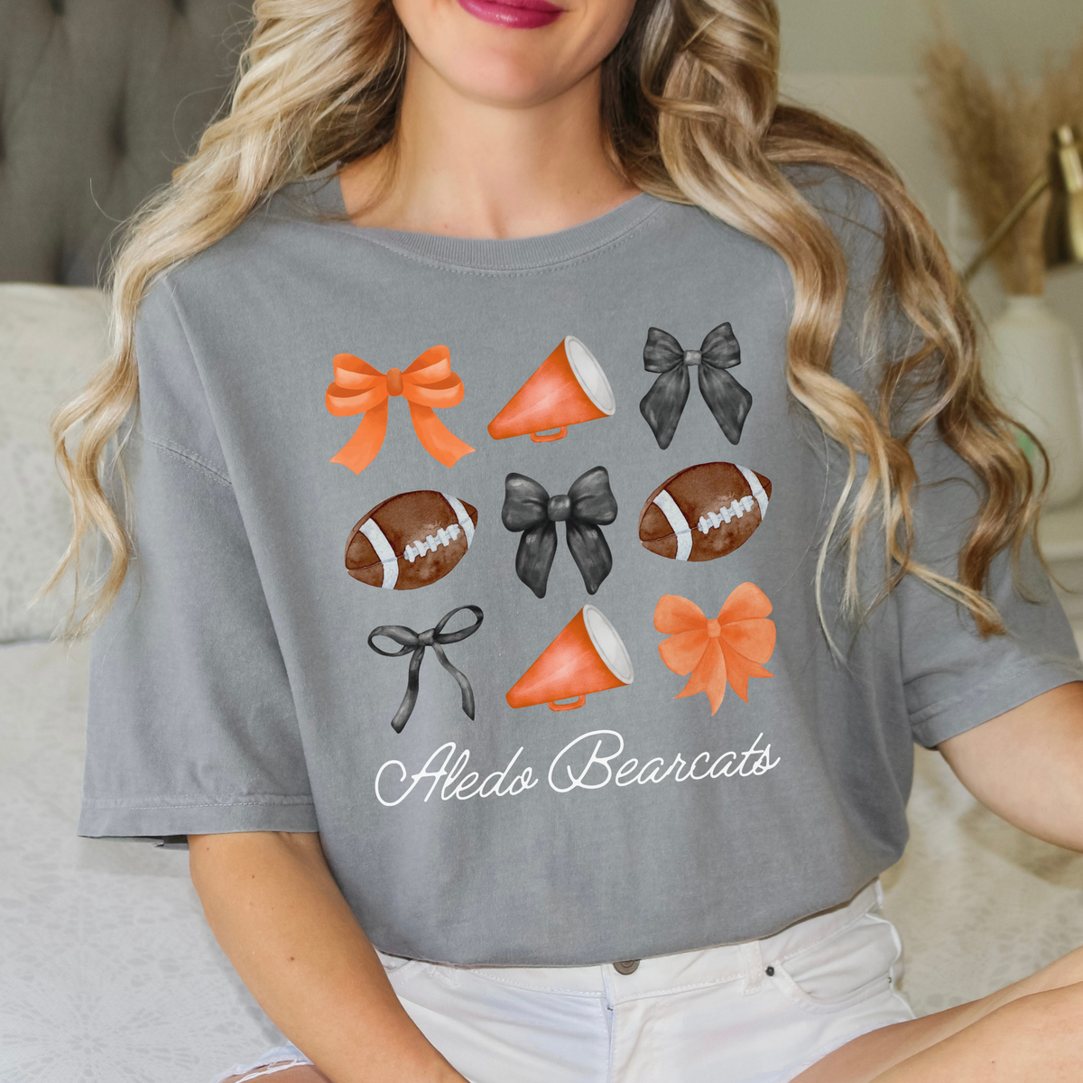 Bearcat Football Cheer Bow Babe Tee