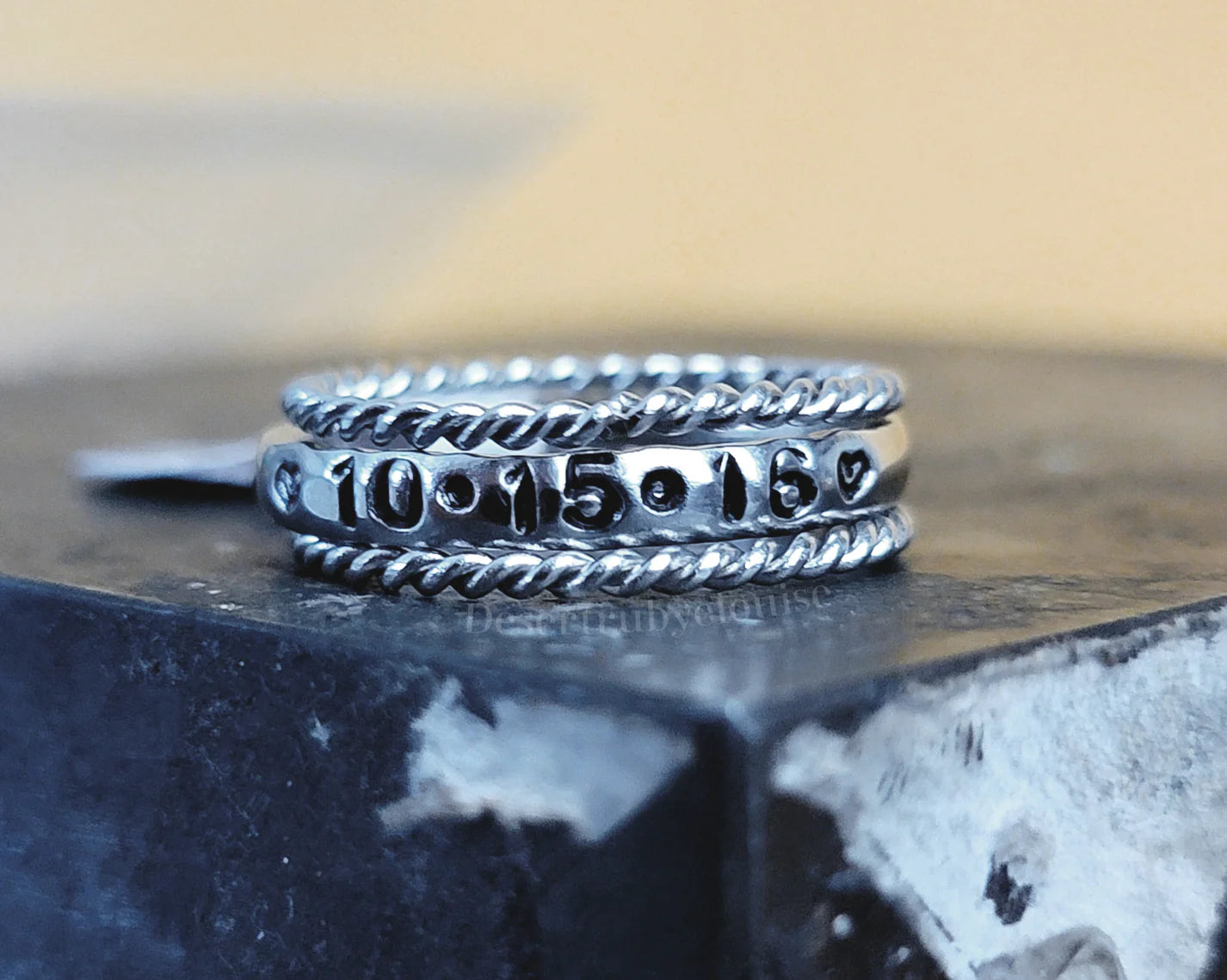 3mm Hand Stamped Stacking Ring
