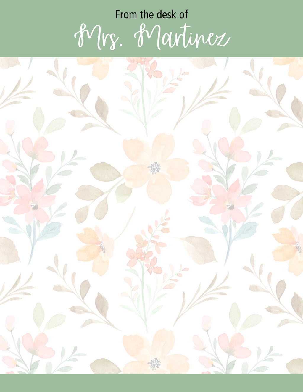 Personalized Floral Notepad Teacher Gift
