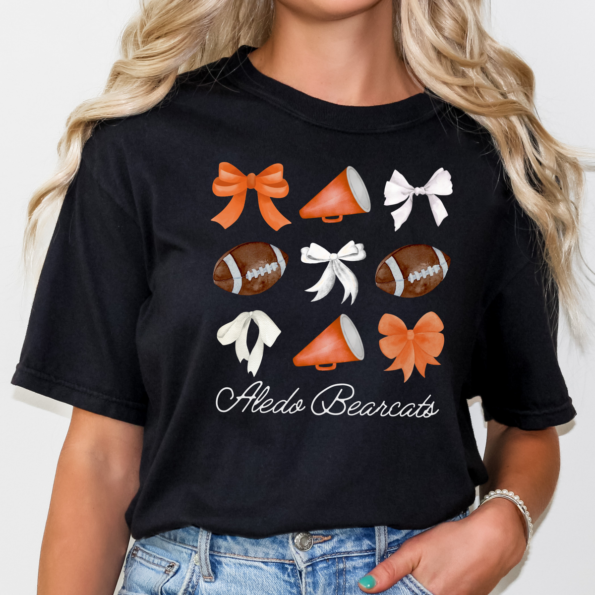 Bearcat Football Cheer Bow Babe Tee