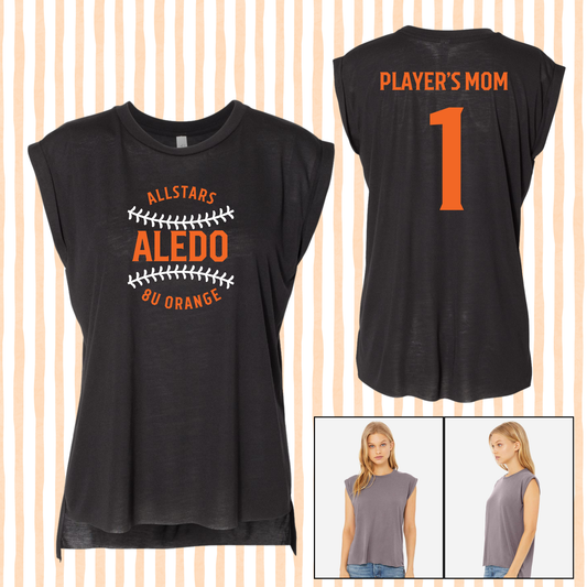 Allstars 8U Orange Mom Flowy Rolled Cuff Muscle Tee