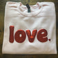 Metallic Red Puff Design Shirt | Bubble "love" Typography