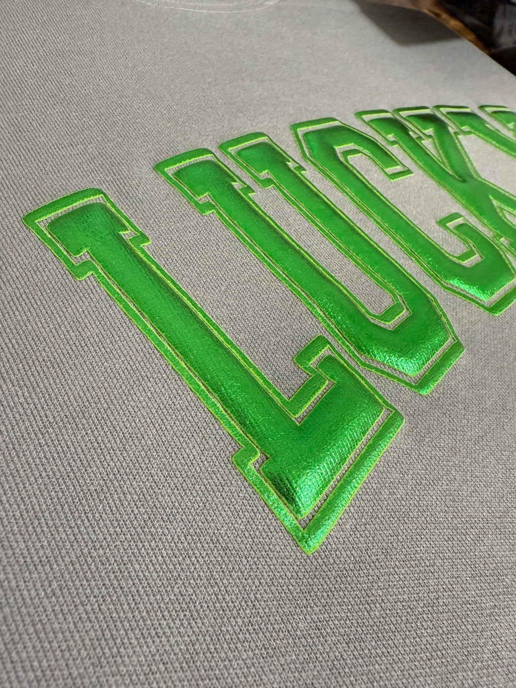 Lucky Shamrock Comfort Colors Sweatshirt – Metallic Puff Print