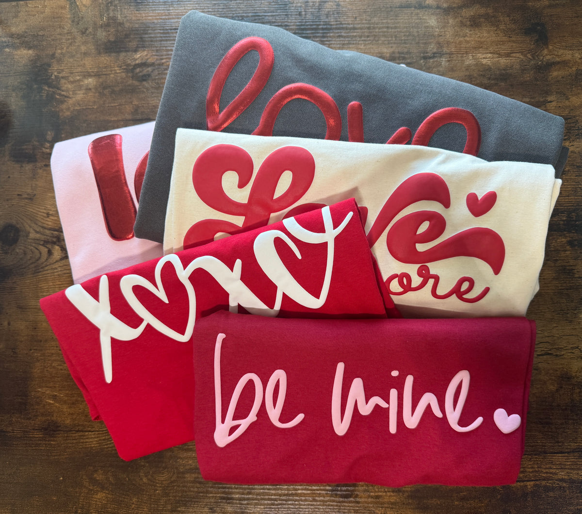 Red 3D Puff Vintage "Love More" Shirt Design