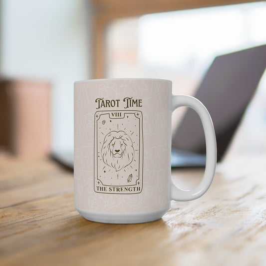 Tarot Time | The Strength Tarot Card Design | 15 oz Mug