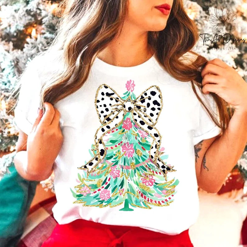 Dalmation Bow Christmas Tree T-Shirt or Sweatshirt
