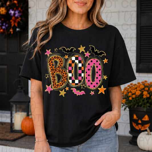 Boo Fun Patterns Halloween Tee
