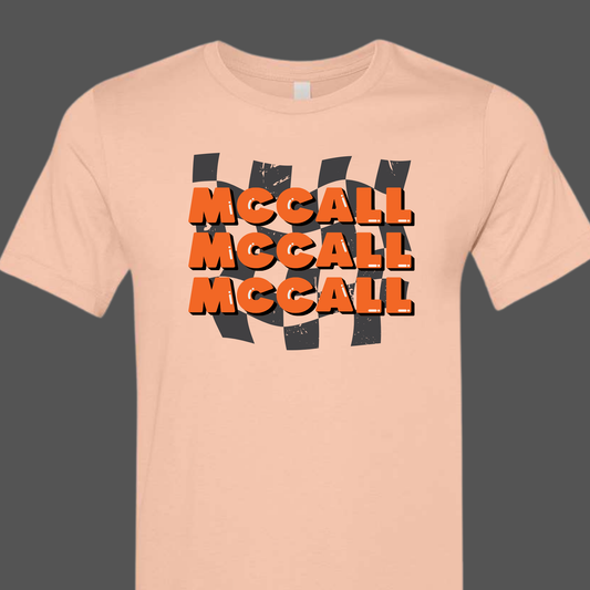 McCall Checkered Bella Canvas Peach Tee