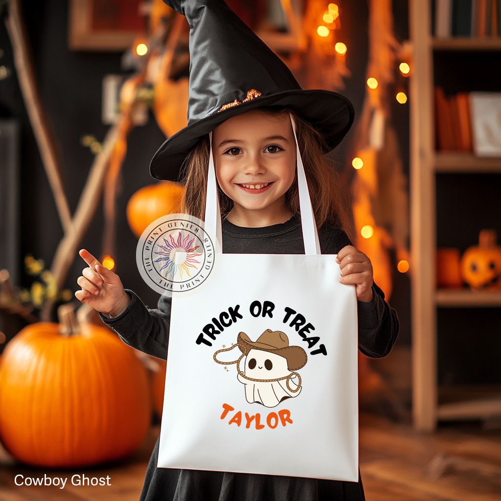 Personalized Halloween Trick or Treat Canvas Tote Bag