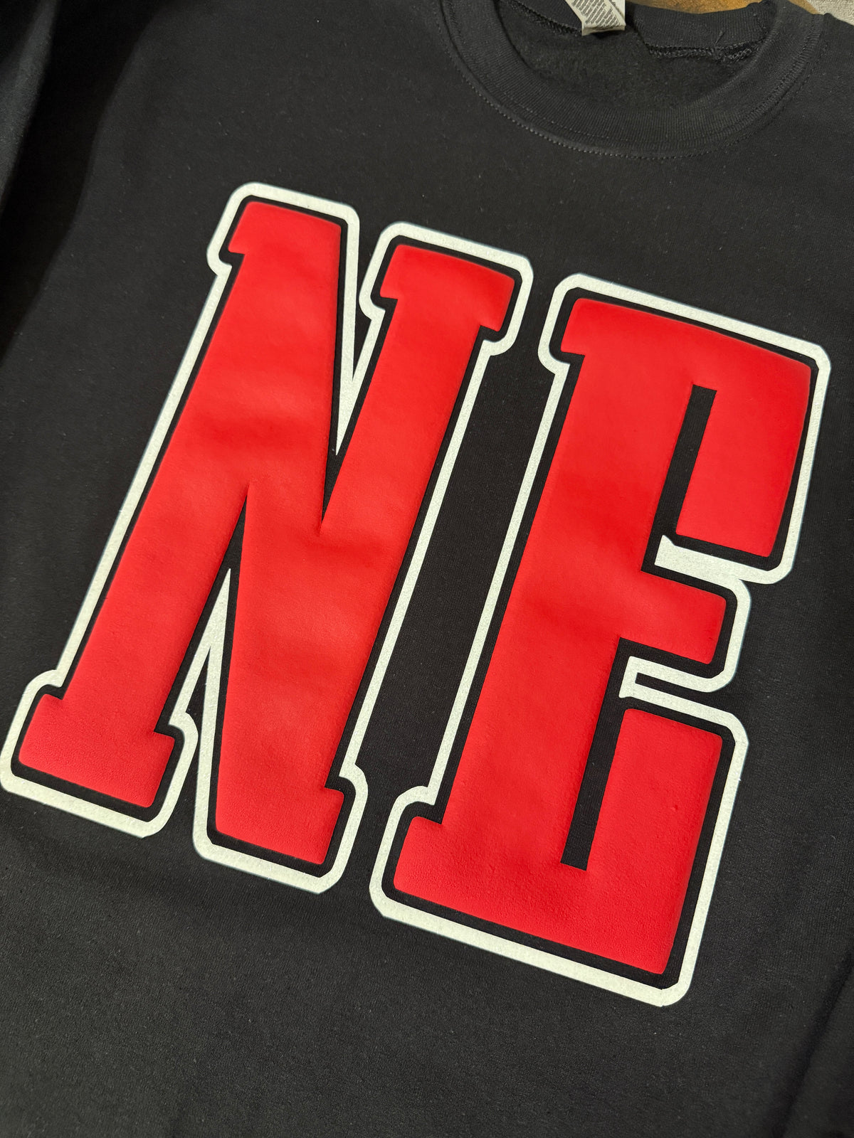 Cozy & Bold: Oversized Puff Glitter State Initial Sweatshirt