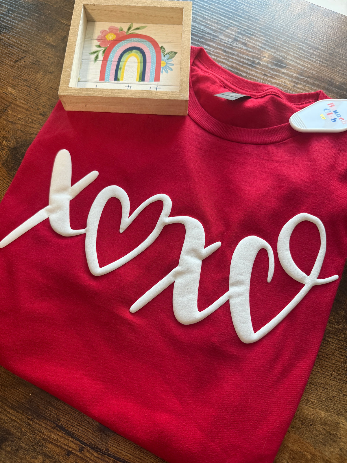 White 3D Puff Valentine's Day Design Shirt | XOXO Design
