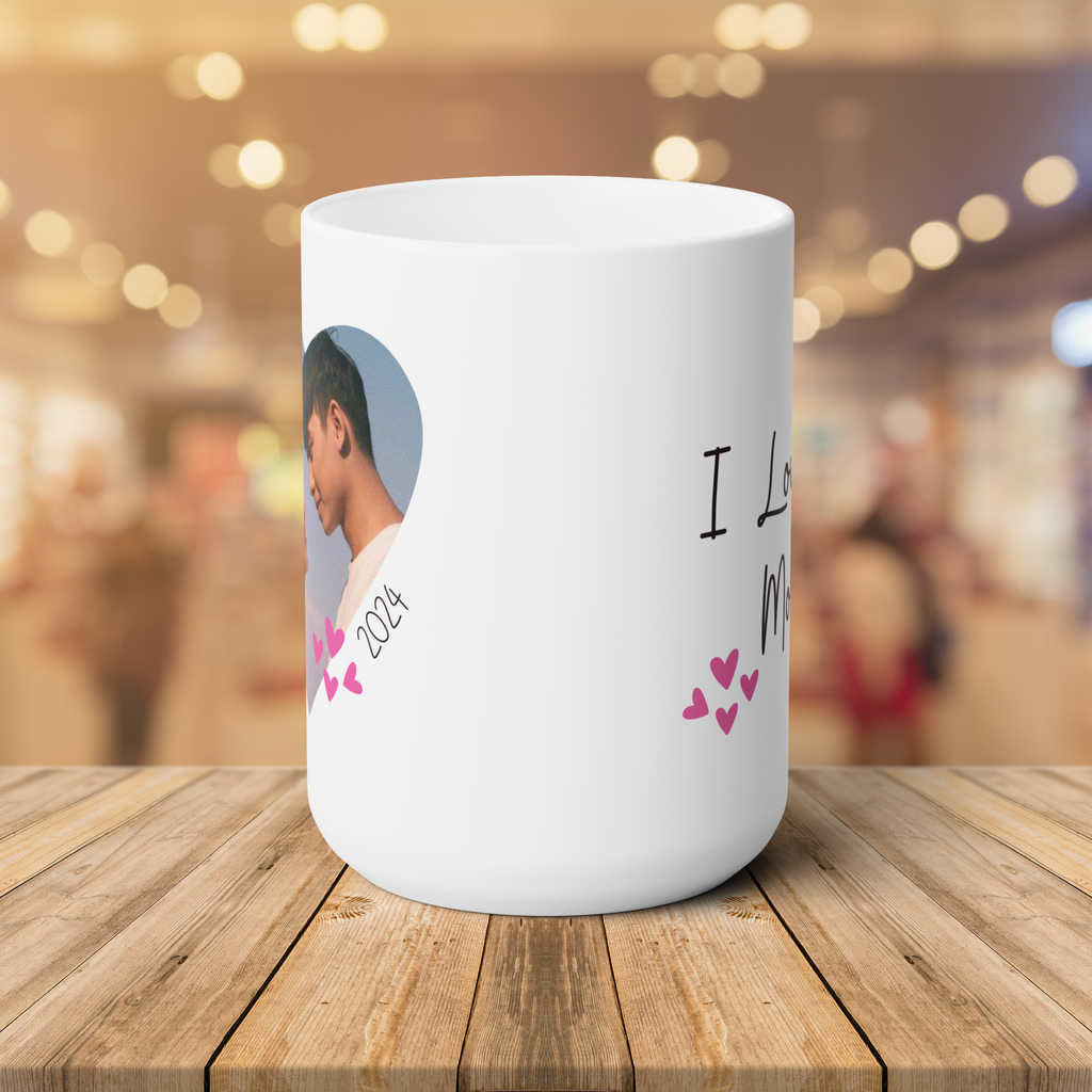 I love you More Personalized Photo + Names Large Mug 15oz