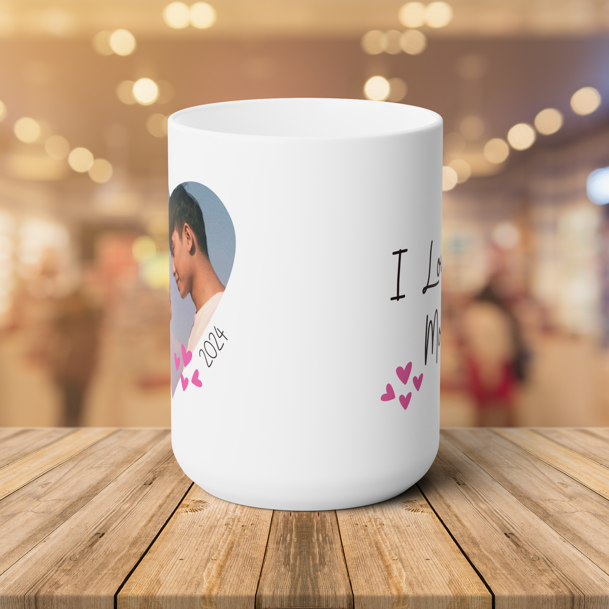 I love you More Personalized Photo + Names Large Mug 15oz